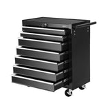 Giantz 7 Drawer Tool Box Cabinet Chest Trolley Storage Garage Toolbox Black - Low Angle
