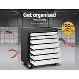 Giantz 7 Drawer Tool Box Cabinet Chest Trolley Storage Garage Toolbox Grey - Side View