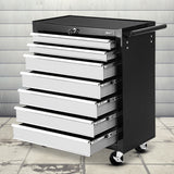 Giantz 7 Drawer Tool Box Cabinet Chest Trolley Storage Garage Toolbox Grey - Close-Up Angle
