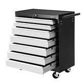 Giantz 7 Drawer Tool Box Cabinet Chest Trolley Storage Garage Toolbox Grey - Low Angle