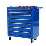 Giantz 7 Drawer Tool Box Cabinet Chest Trolley Storage Garage Toolbox Blue - Side View