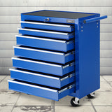 Giantz 7 Drawer Tool Box Cabinet Chest Trolley Storage Garage Toolbox Blue - Close-Up Angle