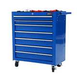 Giantz 7 Drawer Tool Box Cabinet Chest Trolley Storage Garage Toolbox Blue - Side View