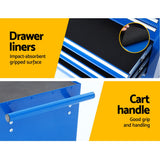Giantz 7 Drawer Tool Box Cabinet Chest Trolley Storage Garage Toolbox Blue - Close-Up Angle