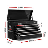 Giantz 9 Drawer Tool Box Cabinet Chest Toolbox Storage Garage Organiser Black - Front View