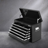 Giantz 9 Drawer Tool Box Cabinet Chest Toolbox Storage Garage Organiser Black - Low Angle