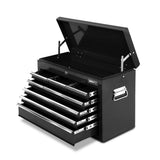 Giantz 9 Drawer Tool Box Cabinet Chest Toolbox Storage Garage Organiser Black - Low Angle