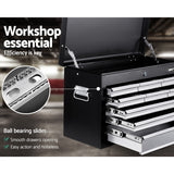 Giantz 9 Drawer Tool Box Cabinet Chest Toolbox Storage Garage Organiser Grey - Close-Up Angle