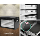 Giantz 9 Drawer Tool Box Cabinet Chest Toolbox Storage Garage Organiser Grey - Side View