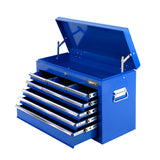 Giantz 9 Drawer Tool Box Cabinet Chest Toolbox Storage Garage Organiser Blue - Low Angle