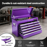 Giantz 9-Drawer Tool Cabinet Chest Toolbox Heavy Duty Garage Storage Organiser Purple - Close-Up Angle