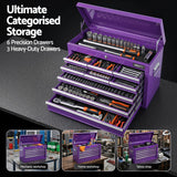 Giantz 9-Drawer Tool Cabinet Chest Toolbox Heavy Duty Garage Storage Organiser Purple - Extra Image