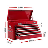 Giantz 9 Drawer Tool Box Cabinet Chest Toolbox Storage Garage Organiser Red - Front View