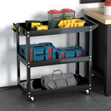 Giantz 3-Tier Tool Cart Trolley Workshop Garage Storage Organizer Black - Low Angle