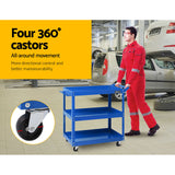 Giantz 3-Tier Tool Cart Trolley Workshop Garage Storage Organizer Blue - Top-Down View