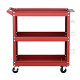 Giantz 3-Tier Tool Cart Storage Trolley Workshop Garage Pegboard Hooks Red - Side View