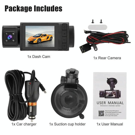 1080P 3-Record Driving Recorder With 2 Screen-1915197761725272073