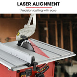 Baumr-AG 2000W 254mm Corded Table Saw with Stand, Extendable, Laser Guide - Close-Up Angle