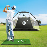 Everfit 3M Golf Practice Net And Training Mat Set Driving Target Black - Low Angle