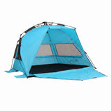 Weisshorn Beach Tent 3-4 Person Pop Up Sun Shade UPF 50 Automatic Outdoor Blue - Side View