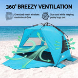 Weisshorn Beach Tent 3-4 Person Pop Up Sun Shade UPF 50 Automatic Outdoor Blue - 45-Degree Angle