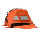 Weisshorn Beach Tent 3-4 Person Pop Up Sun Shade UPF 50 Automatic Outdoor Orange - Side View
