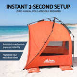 Weisshorn Beach Tent 3-4 Person Pop Up Sun Shade UPF 50 Automatic Outdoor Orange - Top-Down View