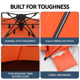 Weisshorn Beach Tent 3-4 Person Pop Up Sun Shade UPF 50 Automatic Outdoor Orange - Close-Up Angle