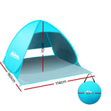 Weisshorn Pop Up Beach Tent Camping Hiking 3 Person Sun Shade Fishing Shelter - Front View