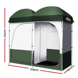 Weisshorn Double Camping Shower Toilet Tent Outdoor Portable Change Room - Front View