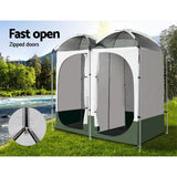 Weisshorn Double Camping Shower Toilet Tent Outdoor Portable Change Room - 45-Degree Angle