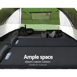 Weisshorn Family Camping Tent 12 Person Hiking Beach Tents (3 Rooms) Green - Rear View