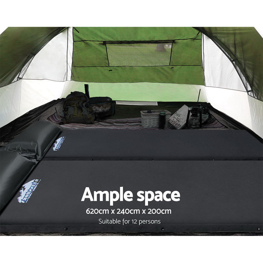 Weisshorn 12 person family camping tent with 3 rooms, green, image 6