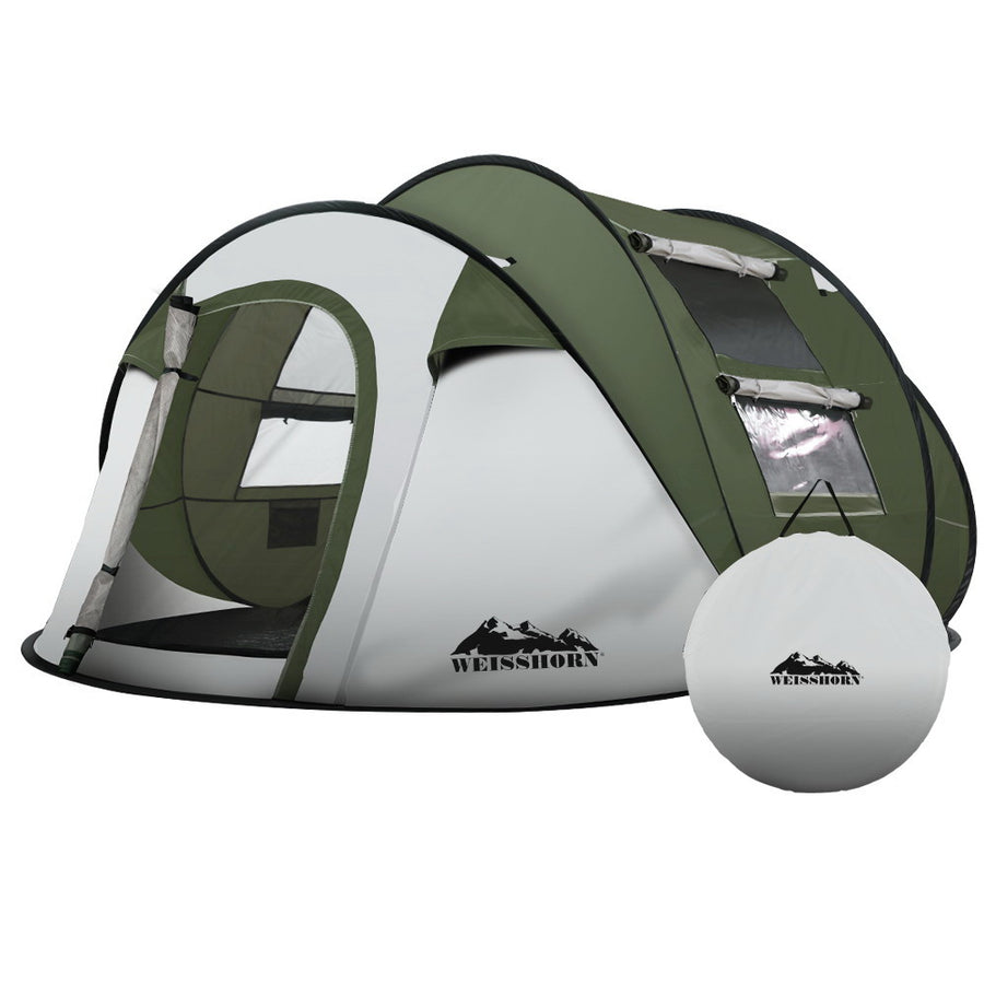 Weisshorn 4-5 person green pop up dome camping tent