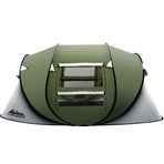 Weisshorn 4-5 person green pop up dome camping tent, oversized zipper entrance