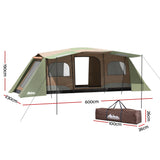 Weisshorn Instant Up Camping Tent 10 Person Outdoor Family Hiking Tents 3 Rooms - Front View