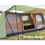 Weisshorn Instant Up Camping Tent 10 Person Outdoor Family Hiking Tents 3 Rooms - 45-Degree Angle