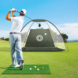 Everfit 3M Golf Practice Net And Training Mat Set Driving Target Green - Low Angle