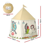Keezi Kids Play Tent Playhouse Castle with Window Flag Carry Bag 115cmx115cm - Front View