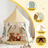 Keezi Kids Play Tent Playhouse Castle with Window Flag Carry Bag 115cmx115cm - 45-Degree Angle