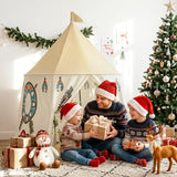 Keezi Kids Play Tent Playhouse Castle with Window Flag Carry Bag 115cmx115cm - Low Angle