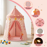 Keezi Kids Play Tent with Star Lights and Window Carry Bag 116cmx153cm Playhouse - 45-Degree Angle