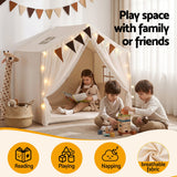 Keezi Kids Play Tent with Star Lights Windows Flag 144cmx95cm Playhouse - Top-Down View