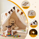 Keezi Kids Play Tent with Star Lights Windows Flag 144cmx95cm Playhouse - 45-Degree Angle