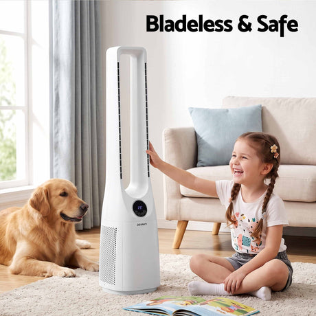 Devanti Bladeless Tower Fan 100cm 2-in-1 Cooling Airflow Purifying Remote, image 7