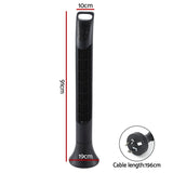 Devanti 91cm Oscillating Tower Fan with Remote Control - 3 Speed Modes - Front View