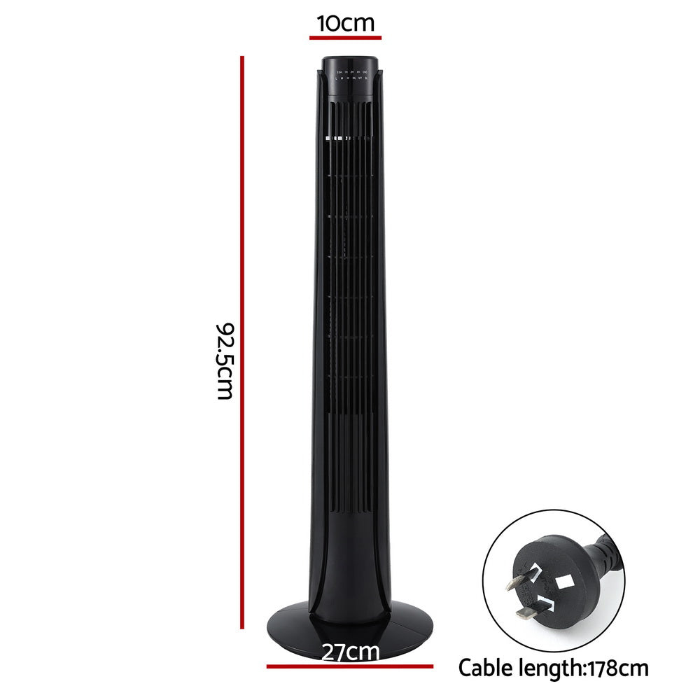 Devanti 93cm Remote-Controlled Oscillating Tower Fan with 3 Speed Settings