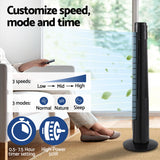 Devanti 93cm Remote-Controlled Oscillating Tower Fan with 3 Speed Settings - Top-Down View