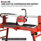BAUMR-AG 1500W Electric Tile Saw Cutter with 300mm (12') Blade, 920mm Cutting Length, Side Extension Table - Front View
