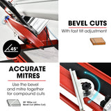 BAUMR-AG 1500W Electric Tile Saw Cutter with 300mm (12') Blade, 920mm Cutting Length, Side Extension Table - 45-Degree Angle